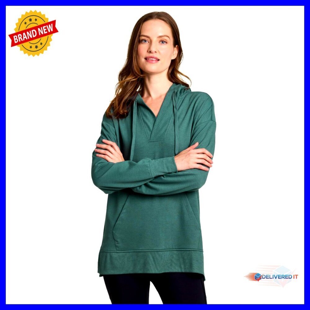 Lightweight French Terry Hoodie Tunic with Pocket, Relaxed Fit